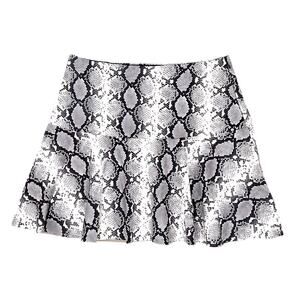 Scoop Flared A-Line Vegan Leather Skirt Faux Snakeskin Animal Print Edgy Chic XL